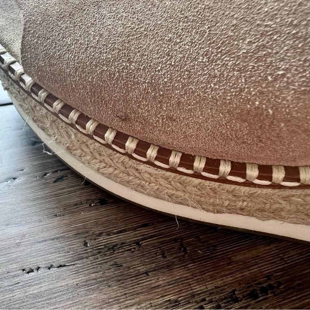 CROWN VINTAGE Daffodil Espadrille Platform Wedge Sandal Heel Tan Suede Size 10 - Picture 7 of 16